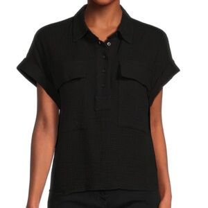 Calvin Klein Short Sleeve Cotton Shirt in Black (Size Small)
